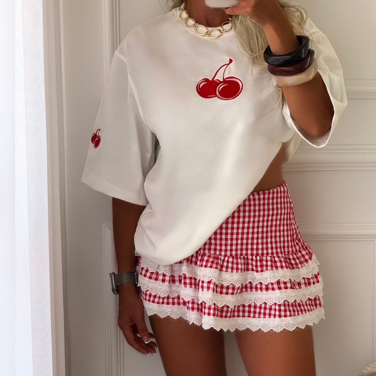 Oversized Cherry bordado